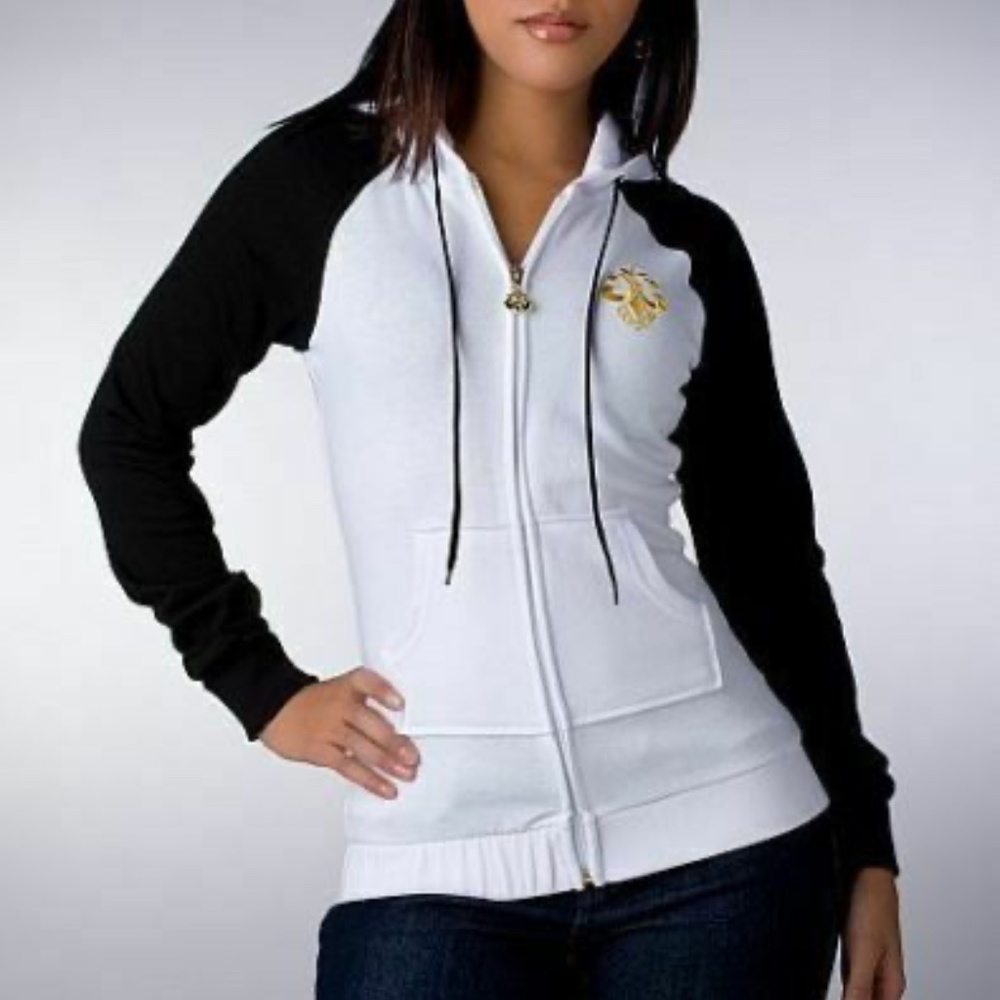 NWT DEREON color block white/blk Hoodie HoODY 1X 14 16 PLUS SIZE